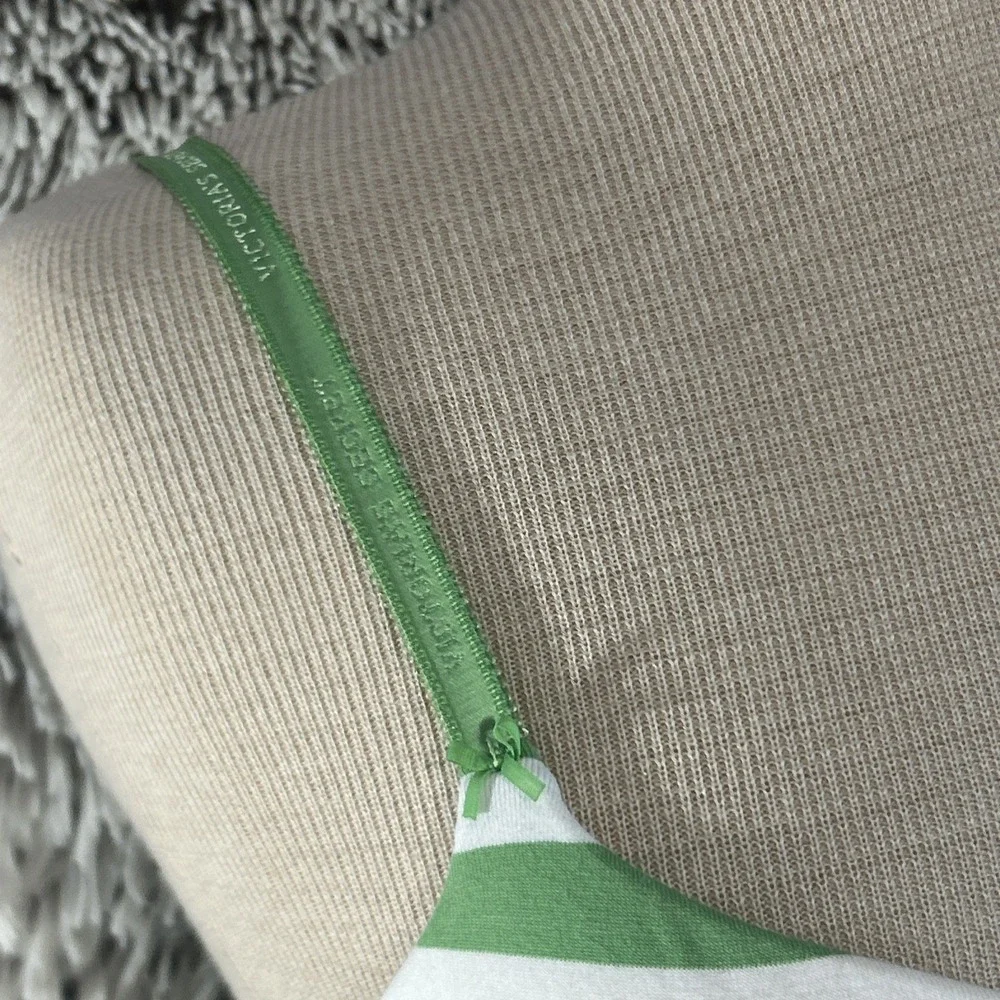Victoria's Secret Green White Striped Lined Demi Cotton Underwire Bra 36C‎ VS